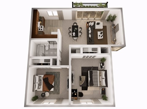 Floor plan for 1 bed, 1 bath, 650 sqft